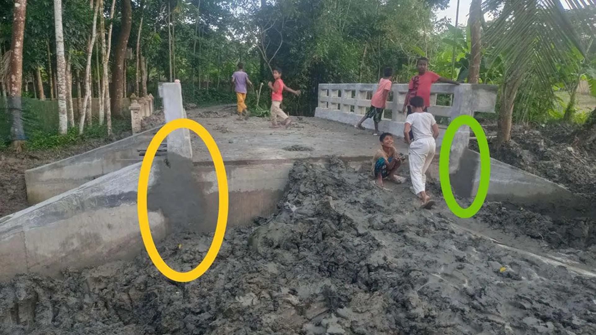 বরিশালে নির্মাণ শেষ হওয়ার আগেই কালভার্টে ফাটল