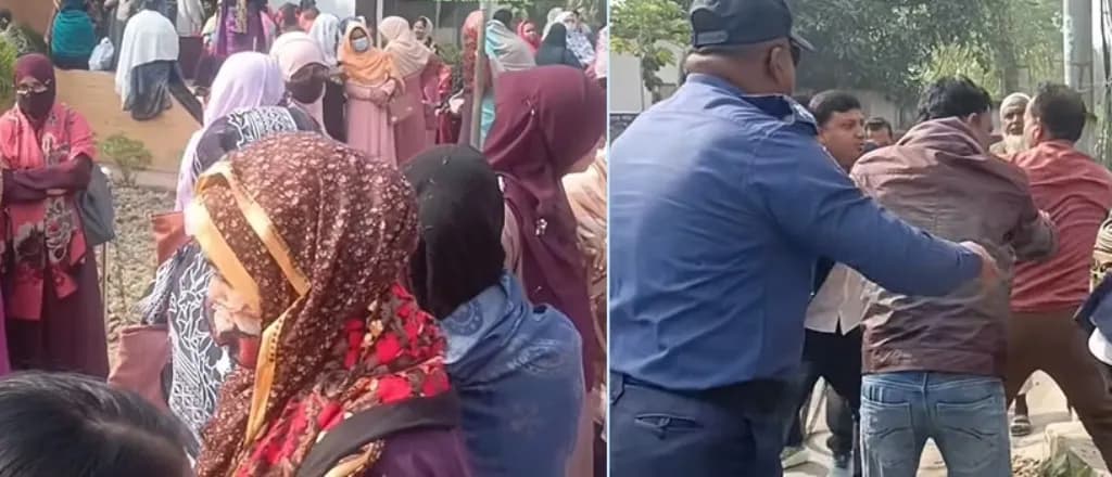 নেছারাবাদে প্রাথমিক এর শিক্ষক ও অভিভাবকের মধ্যে ধাক্কাধাক্কি